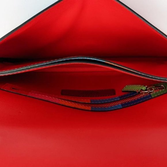 SOLD Valentino Foldover Large Rockstud Wristlet Rainbow 1973 Leather Clutch - Picture 3 of 8